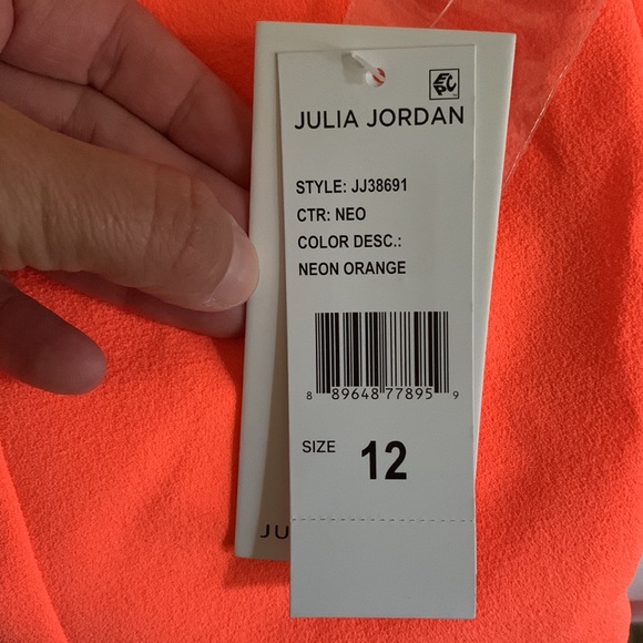 NWT Julia Jordan Knot Neck Halter Dress Size 12 -Neon Orange - Picture 5 of 10